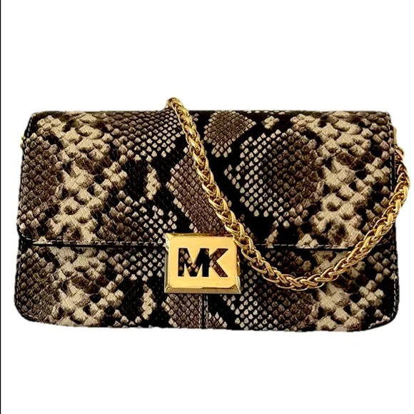 Michael Kors Sonia Medium Snake Embossed Chain Strap Shoulder Bag Purse - Picture 2 of 12